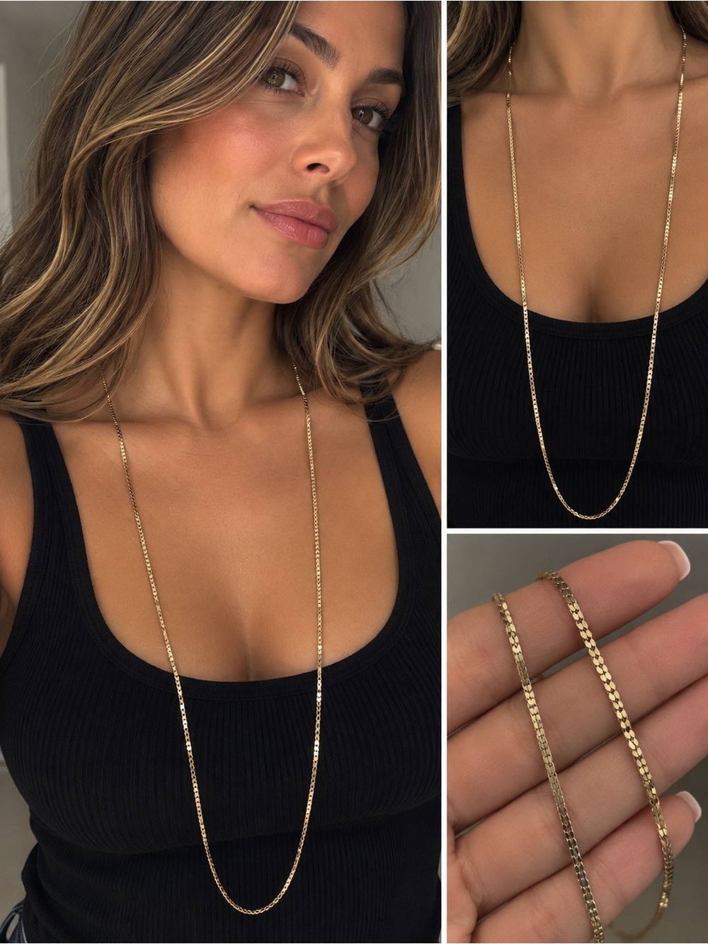 Long Gold Chain Necklace for Women - Minimal Layering Style